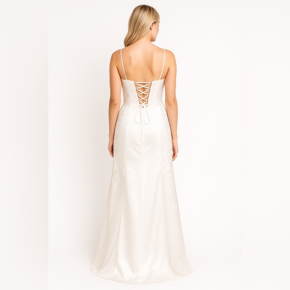Long White Thin-Strapped Formal Dress - Picture 2 of 4